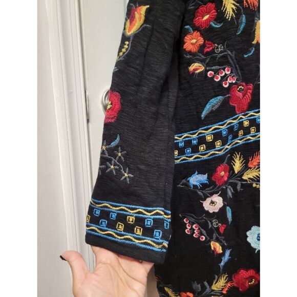 Time For Me Wrap Cardigan Knit Multi-Color Embroidered W/ Hoodie M - Picture 8 of 12